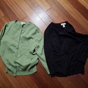 Ann Taylor loft medium cardigans green black